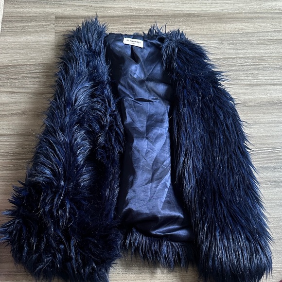 Glamorous Navy Faux Fur Jacket - Picture 1 of 1